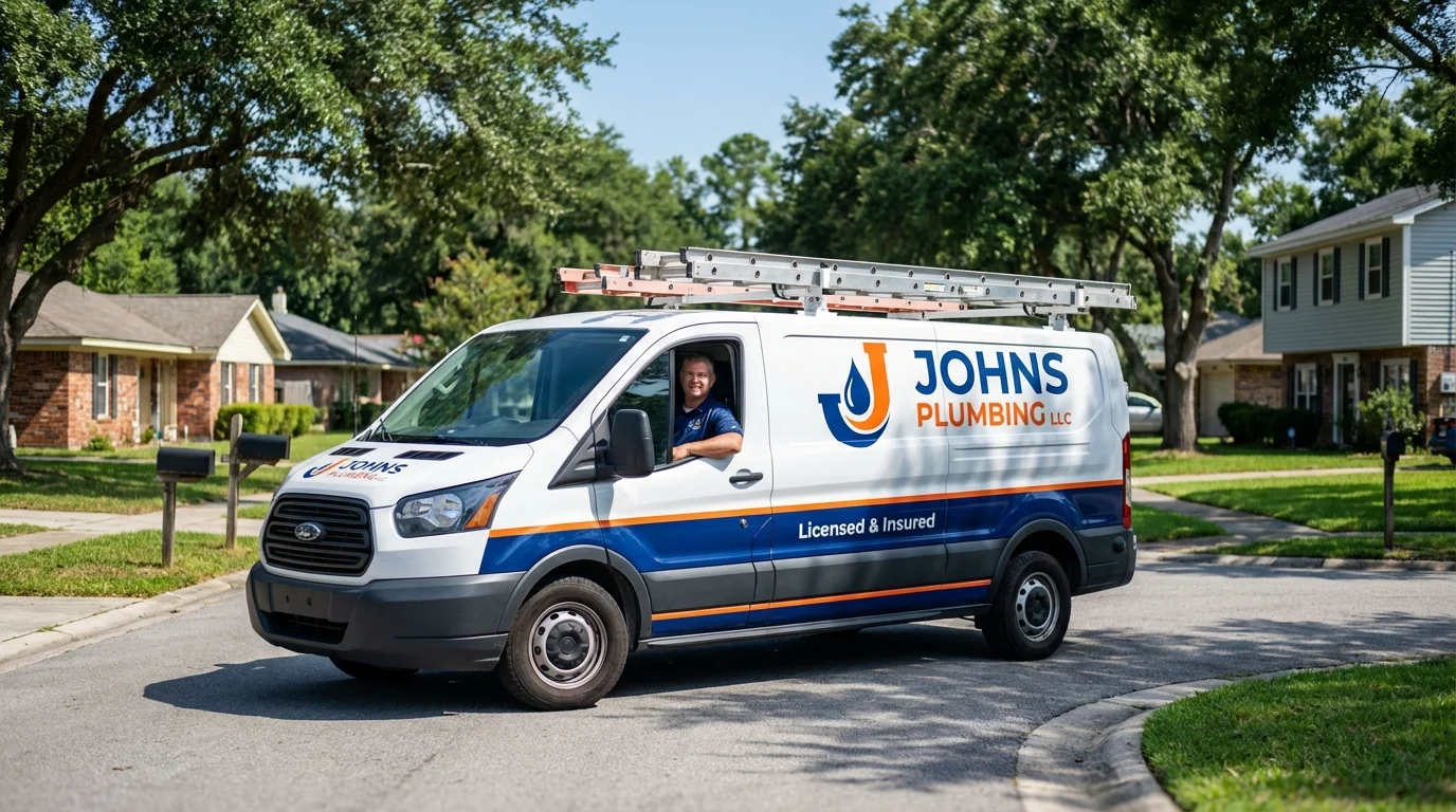 Johns Plumbing LLC service van in Tripoli, IA