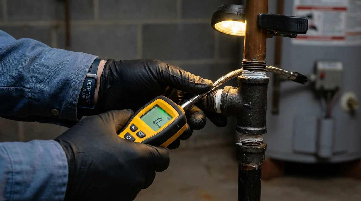 Gas leak detection with electronic sniffer by Johns Plumbing LLC in Tripoli
