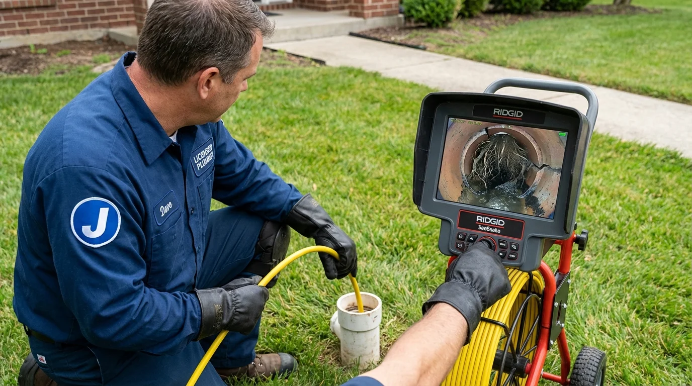 Sewer camera inspection being performed by Johns Plumbing LLC in Tripoli